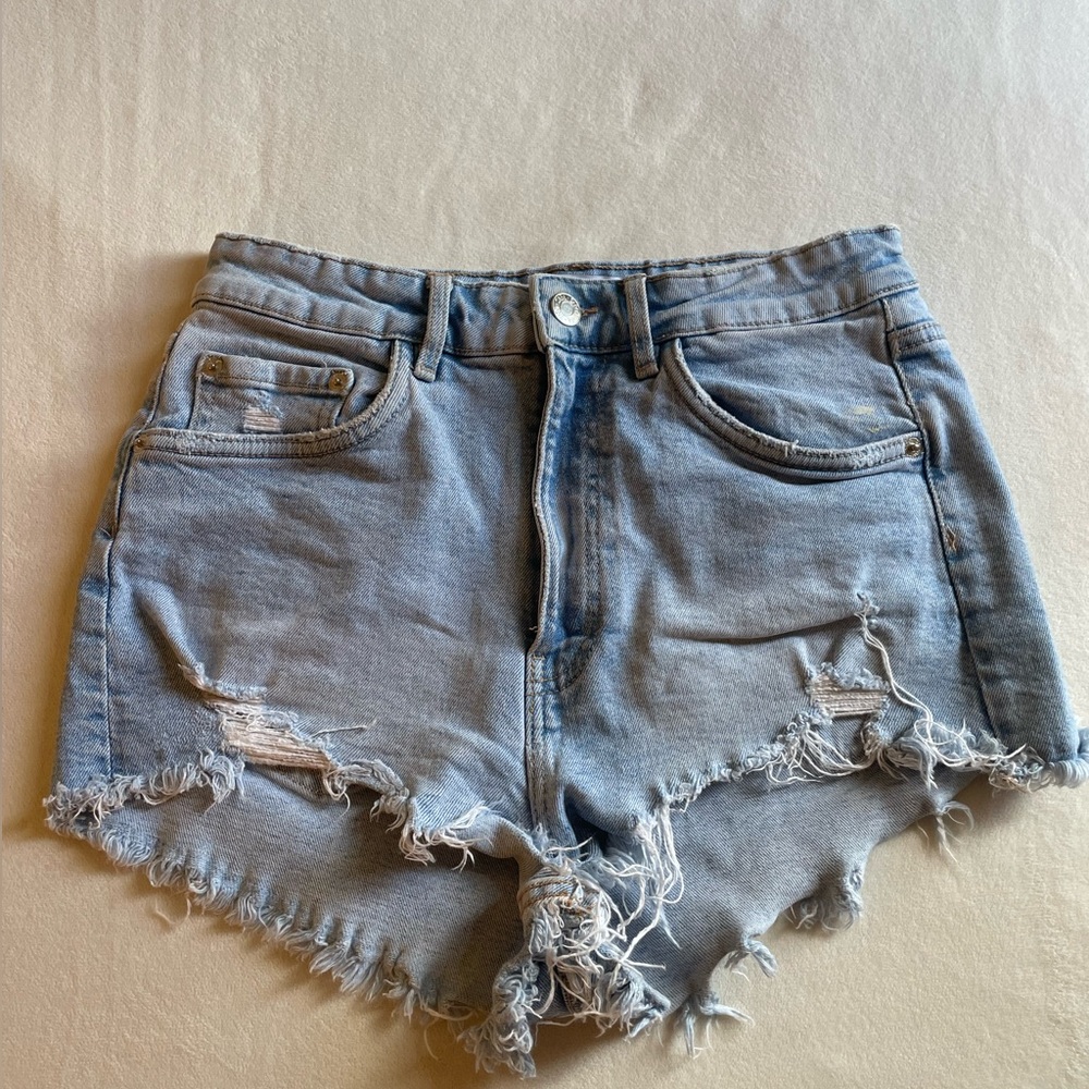 Zara High Wasted Distressed Shorts